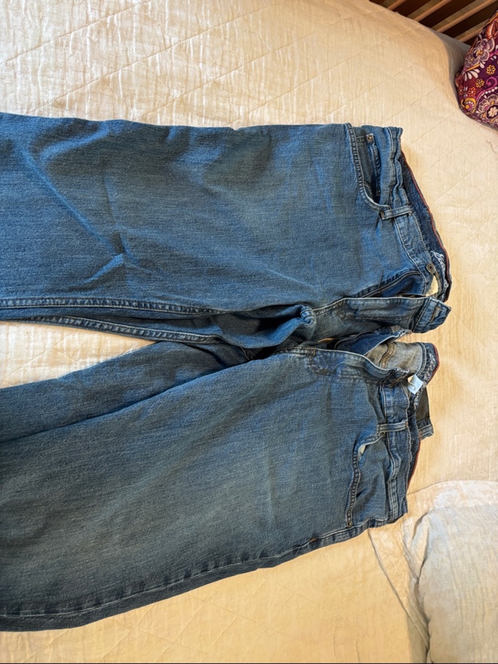 2 pair bundle Eddie Bauer Men's Medium Blue Straight Jeans 40x30 slim